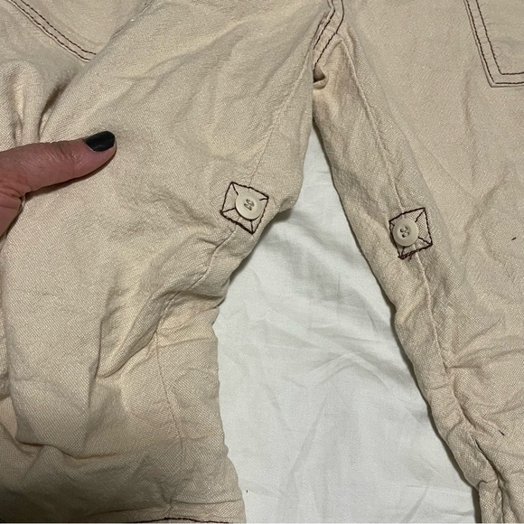 Prana ivory rollup cargo long hiking cotton linen shorts S - Picture 3 of 8